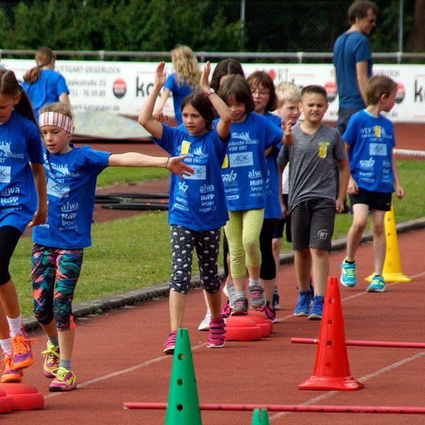 Kinderleichtathletik vor Ort am 28. Juni 2018 in Stuttgart-Degerloch